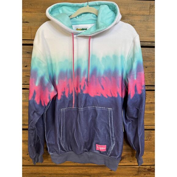 Tipsy Elves Hoodie Sz Small White Teal Pink Purple On the Horizon Tie Dye NEW - Picture 1 of 9